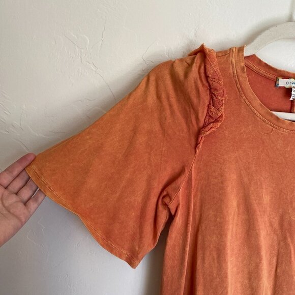 Anthropologie Eri+Ali Ruffle Swing Tee Peach Burnout / Stonewash - Picture 3 of 9